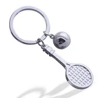 Fashion Tennis Keychain 3D Tennis Ball Racket Keychain Metal Keyring Sports Games Gift