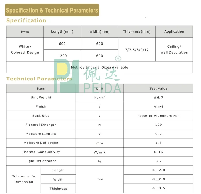 Gypsum Ceiling Tiles 595 595 8mm 7 0mm Thickness Plaster Ceilings