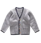 P18B168HX Baby Boys' V Collar Cashmere Pocket Knitting Cardigan Winter Sweater
