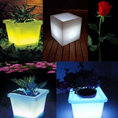 cheap plastic flower pots rechargeable illuminated led curved flower pot