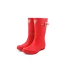 Customized red women rain boots waterproof rubber non-slip heels mid-calf boots water shoes rain boot for sale