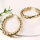 Quality primacy twisted gold plated cross hoop filled hoop jewelry earring women