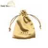 Custom Printed Small Silk Drawstring Bags Gold Satin Pouch