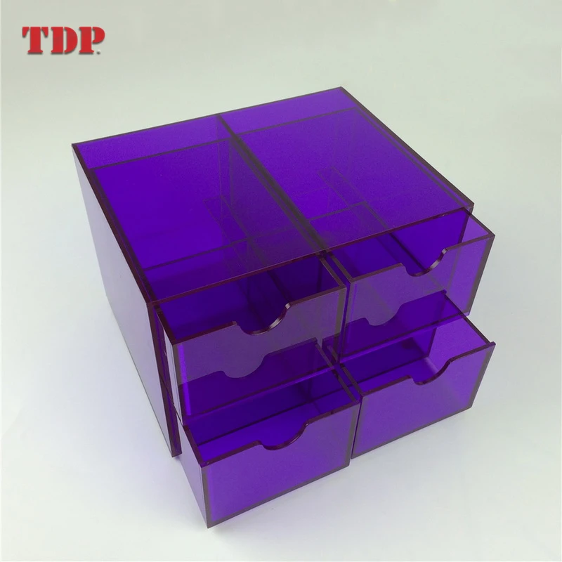 4-Set Clear Purple Cute Mini Makeup Nail Polish Box Acrylic Drawer Storage Organizer