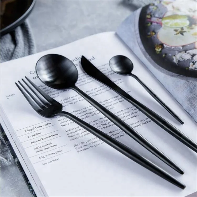 Eco Friendly Cutlery Black Coating Dinnerware Set Tableware for Restaurant Hotel Party
Eco Friendly Cutlery Black Coating Dinnerware Set Tableware for Restaurant Hotel Party