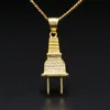 Jewelry custom Stainless Steel Iced Out Micro Pave AAA CZ Men's Hip Hop Jewelry Gold Plated Plug Pendant