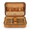 wholesale modern small travel portable solid cigar box bag cedar leather cigar case humidor
