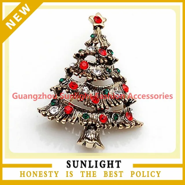 new fashion christmas tree cheap crystal brooches