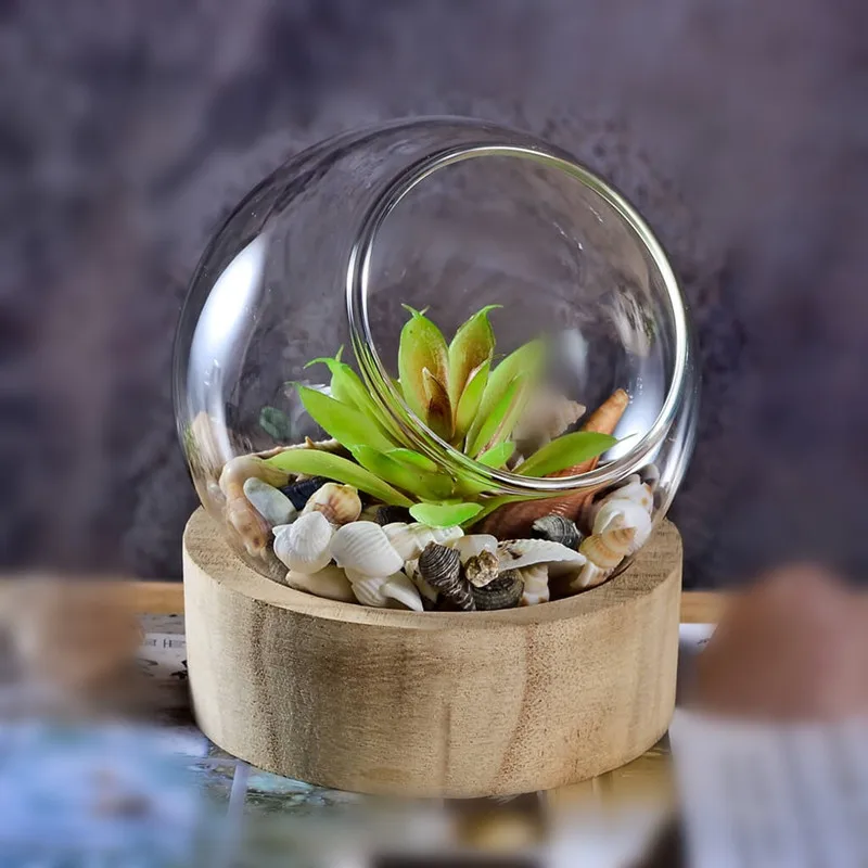 Ball shaped Blown clear glass globe wood base glass geometric terrarium 10*12cm, Transparent
Ball shaped Blown clear glass globe wood base glass geometric terrarium 10*12cm, Transparent