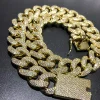 18mm mens gold hip hop cuban link chain