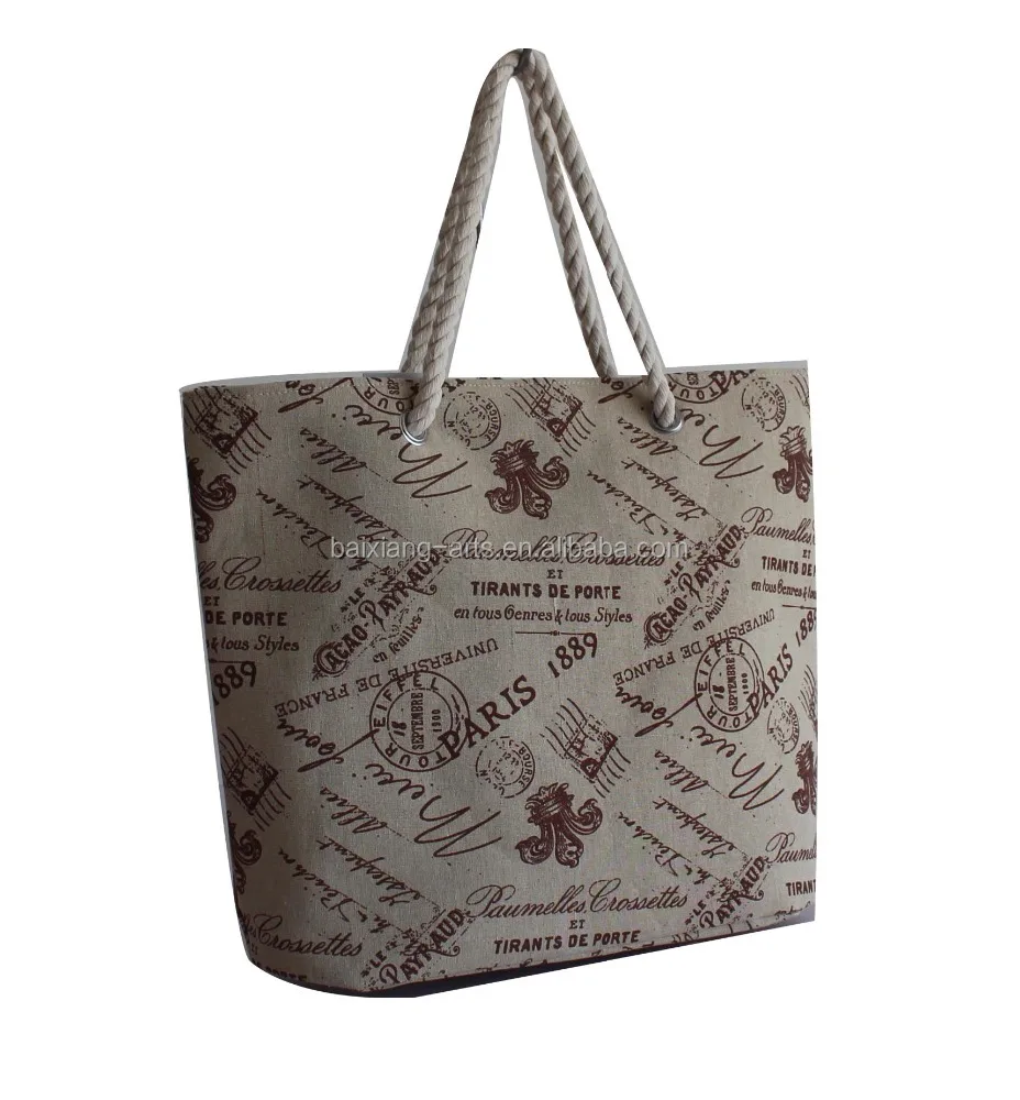 polyester lining style canvas tote bag