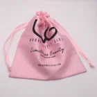 Pink Brand Printed Satin Drawstring Hair Pouch Bag