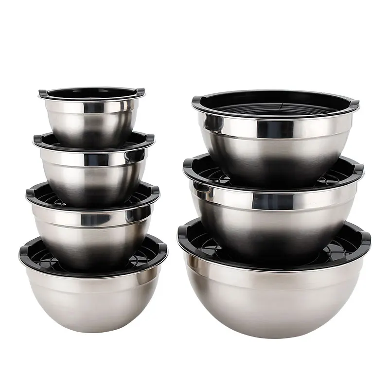 new arrival stainless steel mixing bowl set with black silicone bottom