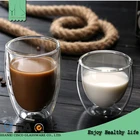 Cisco 2016 New Design Customized Double Walled Coffee Cup Glass