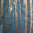 100% Polyester Metallic Bule Gold Brocade Jacquard curtain fabric 280CM