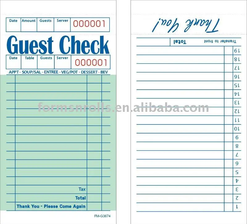 waiter check book