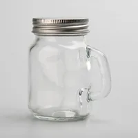 

4oz Drinking cold beverage use wholesale mason glass jar with handle metal lid and straw