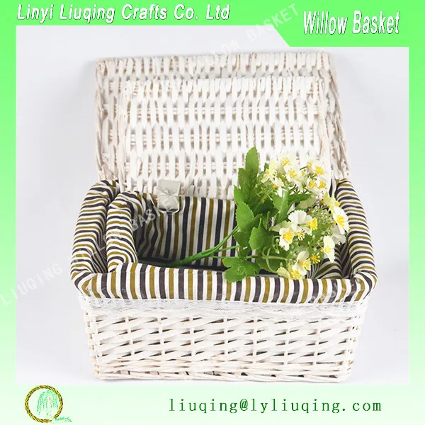 wicker hamper basket natural handmade willow fabric liner picnic