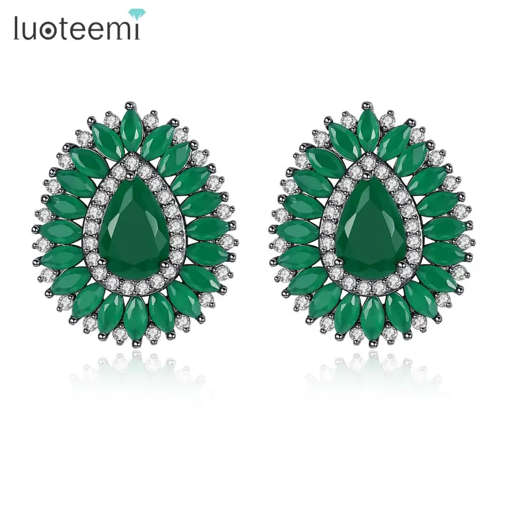 LUOTEEMI Brand Design Women Big Stud Earrings for Wedding Party Pink Green Water Drop Paved CZ Fashion Jewelry Christmas Gift
LUOTEEMI Brand Design Women Big Stud Earrings for Wedding Party Pink Green Water Drop Paved CZ Fashion Jewelry Christmas Gift