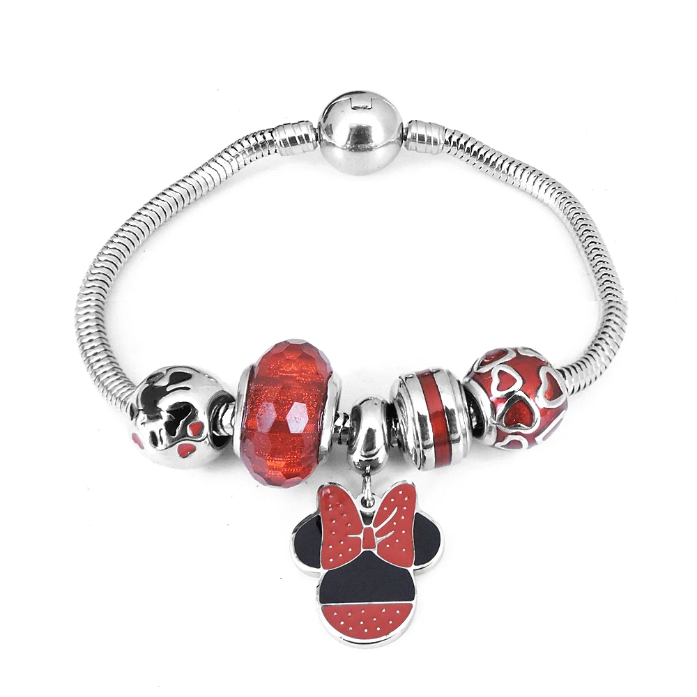 Trendy Minnie mouse charm bracelet made of stainless steel DIY design for wholesale can customize logo
Trendy Minnie mouse charm bracelet made of stainless steel DIY design for wholesale can customize logo