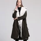 New 2019 new product detachable real sheep fur outdoor plus size down coat for women