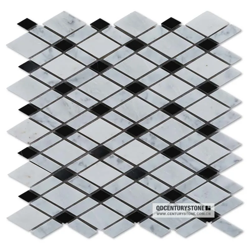Carrara White Marble Mosaic Bathroom Floor Tile Diamond Shaped