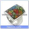 Fashion stainless steel murano glass ring (R8783)