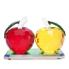 Red apple and yellow apple crystal trophy souvenir gift glass trophy