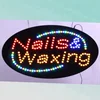 CE RoHS oval flashing 68X38X2.5cm Nails open sign led lighting