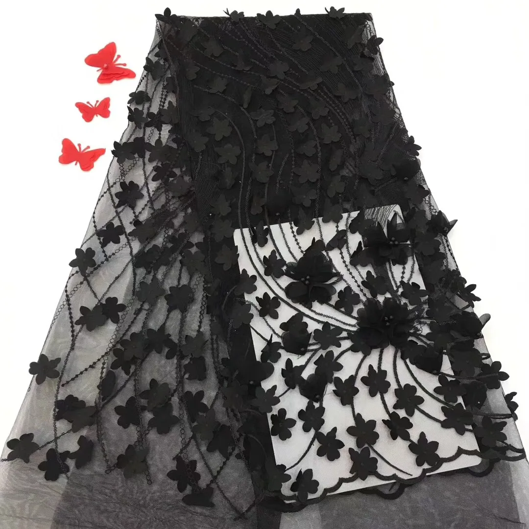 Wholesale bridal black beaded 3d flower lace embroidered fabric high quality with pearls for wedding dress
Wholesale bridal black beaded 3d flower lace embroidered fabric high quality with pearls for wedding dress