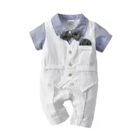

Newborn Baby Boy Romper Little Gentleman Bow Tie Romper White Baptism Outfit Toddler Boy Coming Home Outfit