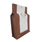 printed 1kg resealable zip flat bottom package flexible plastic food brown paper bag for nuts almond sweets