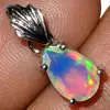 Faceted Ethiopian Opal 925 Sterling Silver Pendant