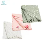 Private label Happy Flute 100% cotton double layers baby muslin swaddle blanket for bath