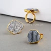 G0458 Fashion natural gemstone brilliant galaxy quartz agate druzy rings jewelry