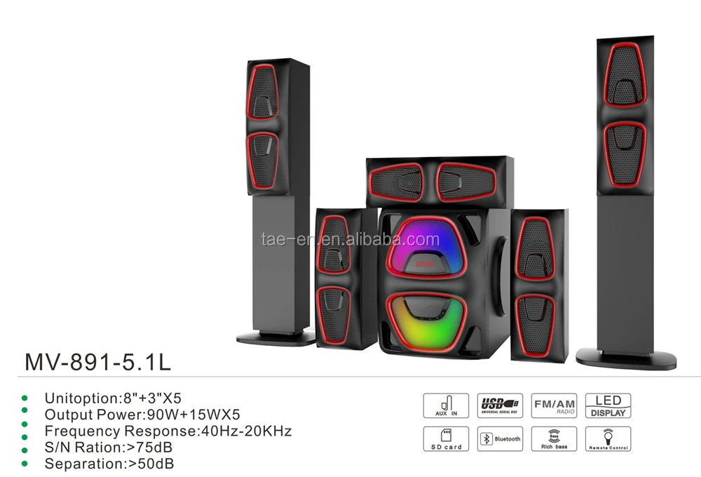 TK-891-5.1 Home Theater System With BT/FM/USB/MP3/SD/remote control/led display - ANKUX.COM