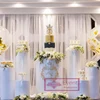 Cylindrical white iron spray base tempered glass top metal wedding flower stands