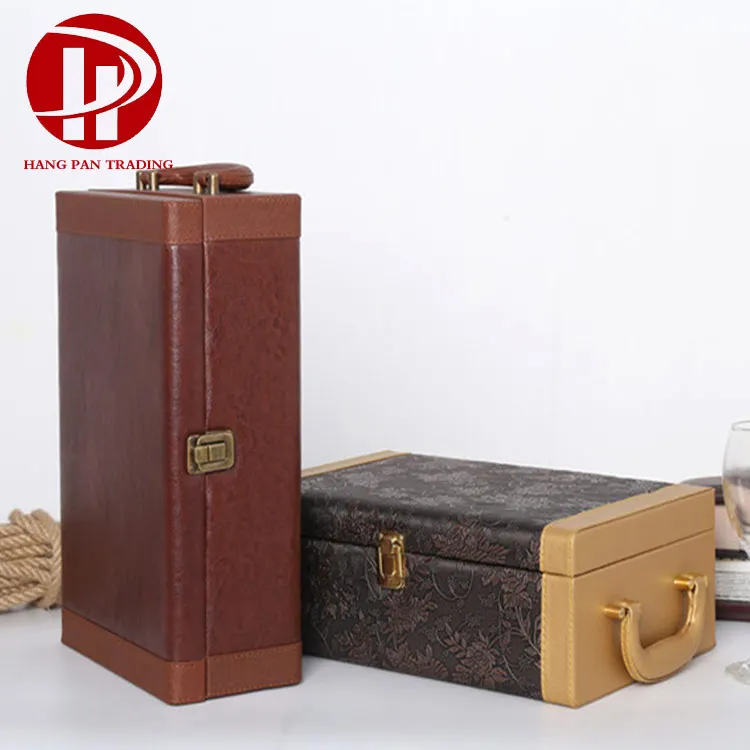 high quality vintage leather wine bottle packing box gift opener