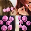 10pcs/Set Soft rubber Pink Magic Hair Care Rollers Silicone Hair Curler no clip automatic rotating silicone soft hair rolle