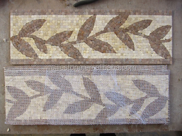 Handmade Marble Mosaic Pattern Wall Borders Travertine Mosaic Tile