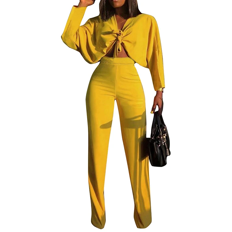 Hot Style Fashion White Long Sleeves Knot Crop Top Women 2 Piece Set Clothing, As show
Hot Style Fashion White Long Sleeves Knot Crop Top Women 2 Piece Set Clothing, As show