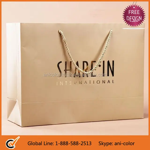 china wholesale customized paper gift bag with hot foil stamp