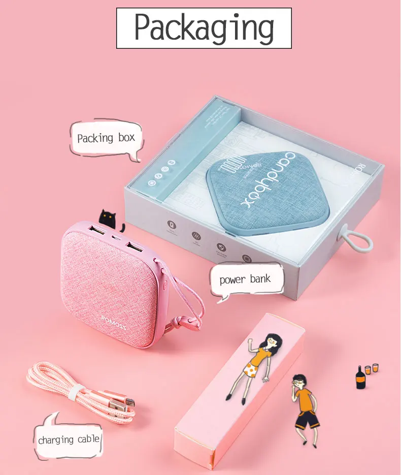 Romoss mini power bank 10000mah mini Portable Charger power bank - ANKUX.COM