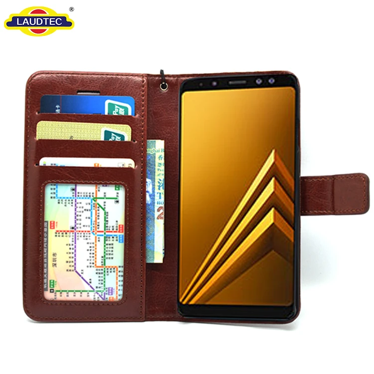 Leather Wallet Case for Samsung Galaxy A6 2018 Slim Flip Folio PU Leather Flip Book Card Cash Slot Wallet Luxury Premium Case Stand Function Black Brown Cover Pouch For Samsung Galaxy A6 2018 Plus Slim Grip Facoty Wholesale Top Quality Phone Cover