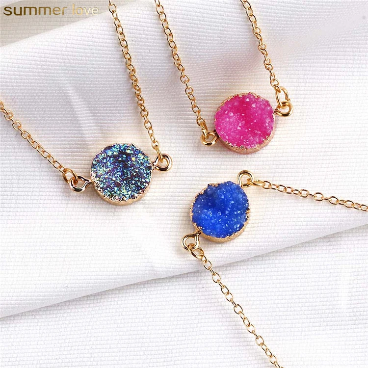 Fashion Design Gold Plated Long Chain Resin Stone Druzy Pendant Statement Charm Bracelets For Ladies Women, Many colors you can choose
Fashion Design Gold Plated Long Chain Resin Stone Druzy Pendant Statement Charm Bracelets For Ladies Women, Many colors you can choose