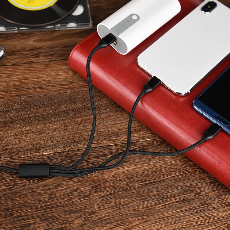 Wholesale Price Nylon Braided Colored 3 IN 1 Universal Mobile Charger Heads USB Cables for Phones - ANKUX.COM