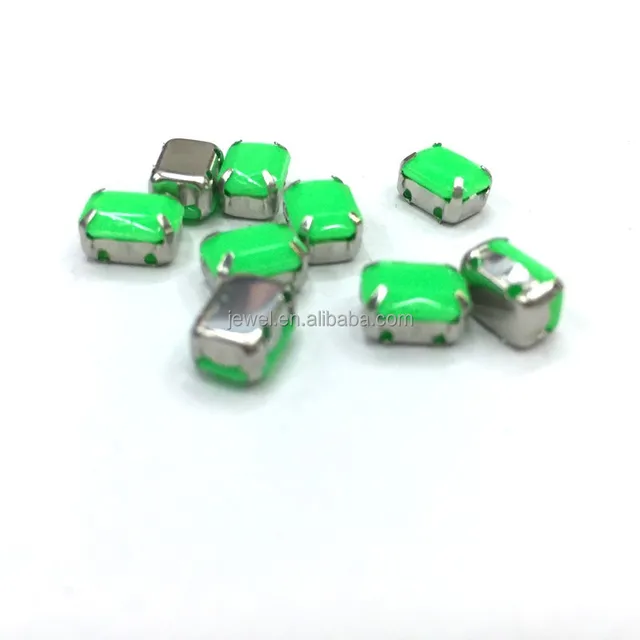 8*10mm octagon acrylic rhinestone metal claws neon green pastel