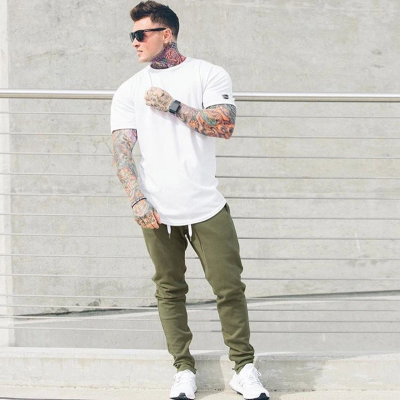 O Neck Sexy Men T-Shirt Muscle Fit T Shirt-3