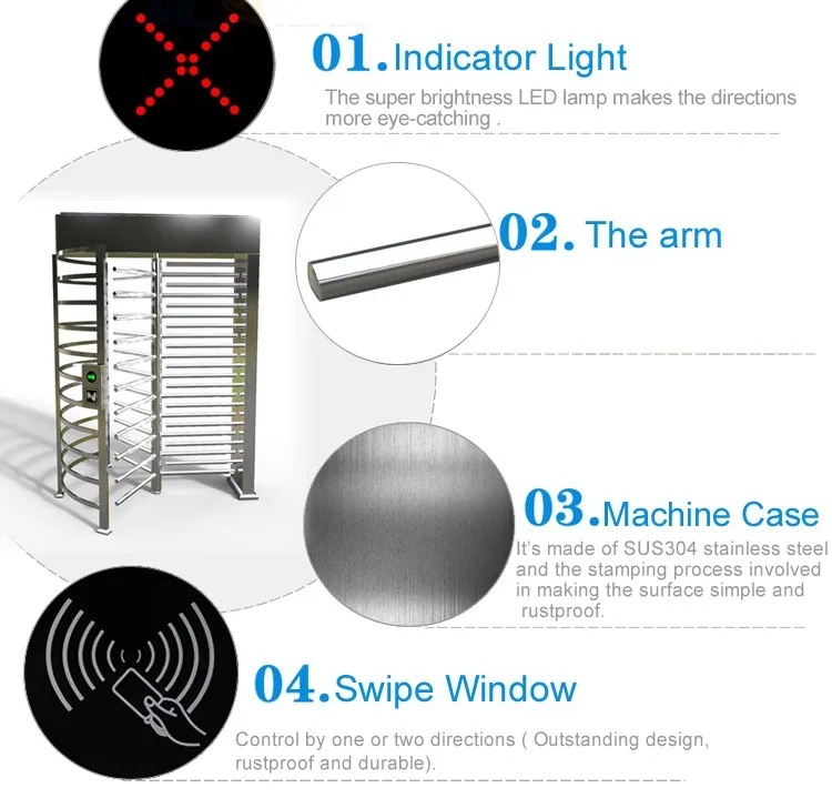 Rotate Turnstile Gate With Solenoid Locking Mechanism Buy Full Height