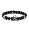 2018 New Design 8mm Diffuser Beads Charm Stretch Natural Crown Lava Stone Bracelet